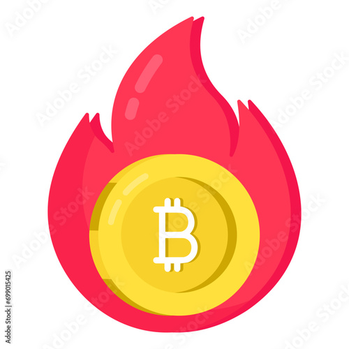 Trendy vector design of bitcoin burn 

