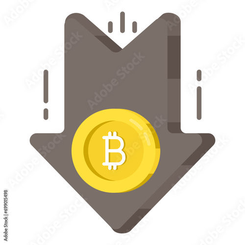 A creative design icon of bitcoin recession 

