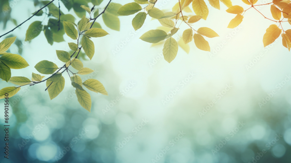 Autumn leaves bask in golden sunlight, casting a warm glow over the serene natural landscape at the end of summer. Autumn leaves bask in golden sunlight, casting a warm glow over the serene natural landscape at the end of summer.