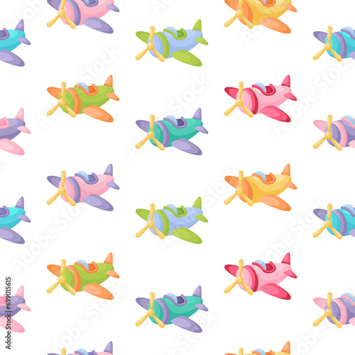 Cute children's seamless pattern with planes. Creative kids texture for fabric, wrapping, textile, wallpaper, apparel. Vector illustration