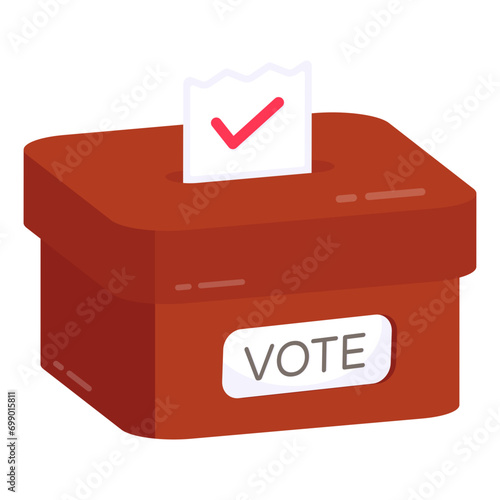 Conceptual flat design icon of ballot box

