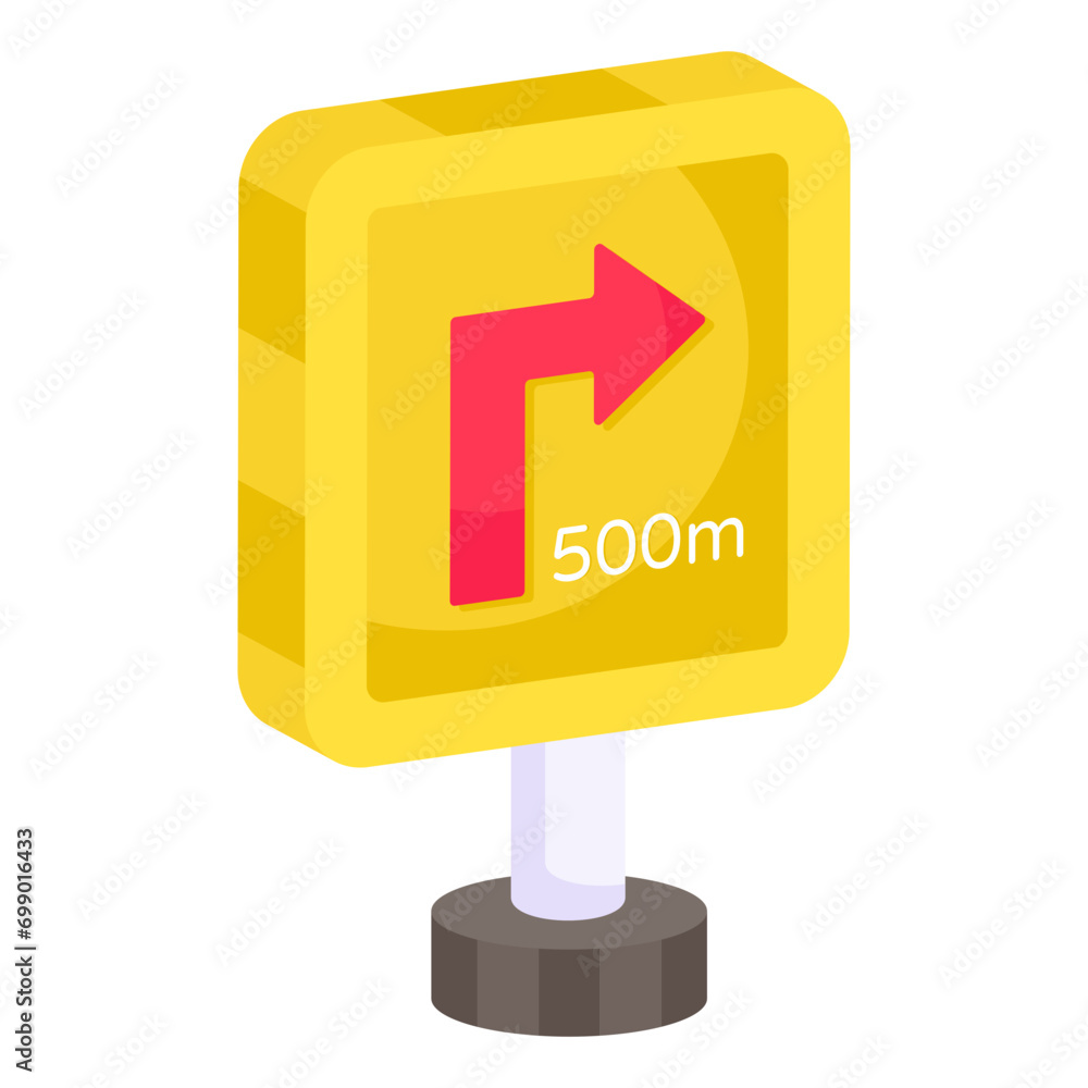 Editable design icon of turn right board 

