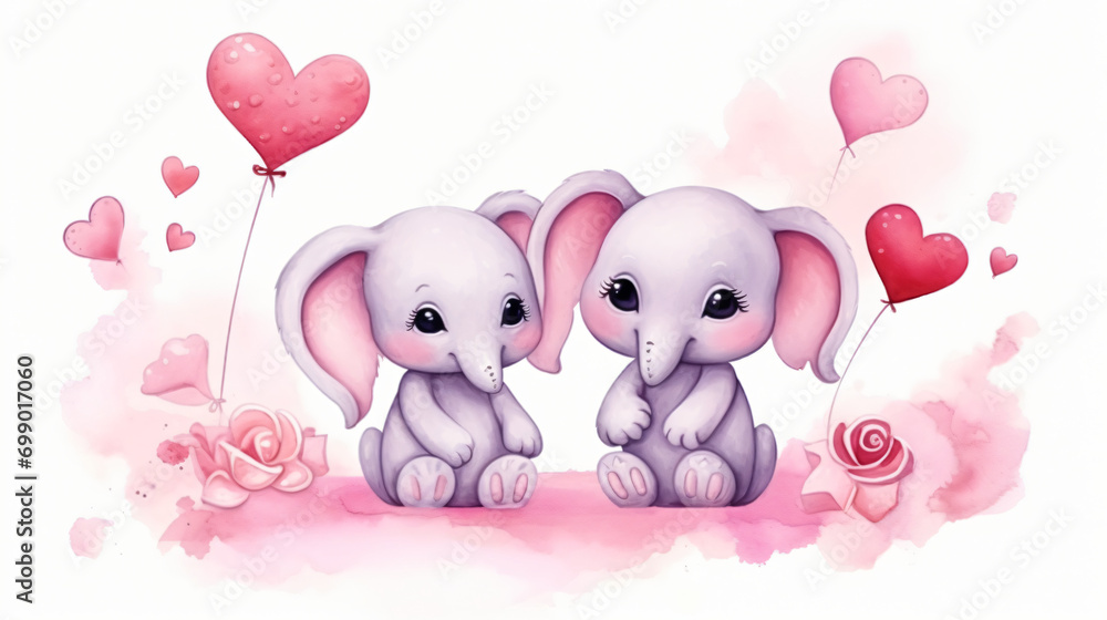 Cute watercolor elephants