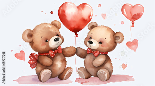 Watercolor of cute couple of teddy bear © Data