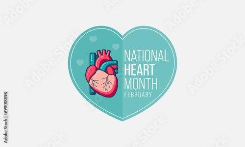 National Heart month is observed every year in February, to adopt healthy lifestyles to prevent heart disease (CVD). Vector illustration