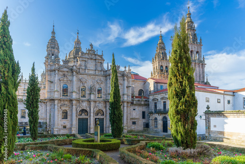 Facade of the Azabacheria of the Cathedral of Santiago de Compostela, in Galicia, Spain.