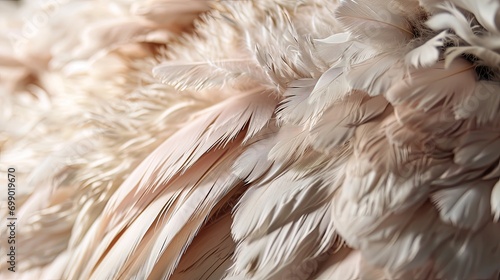 A harmonious blend of feather textures in shades of blush, cream, and taupe. 