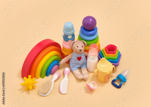Creative toys for kids and childhood. Play time and baby care.