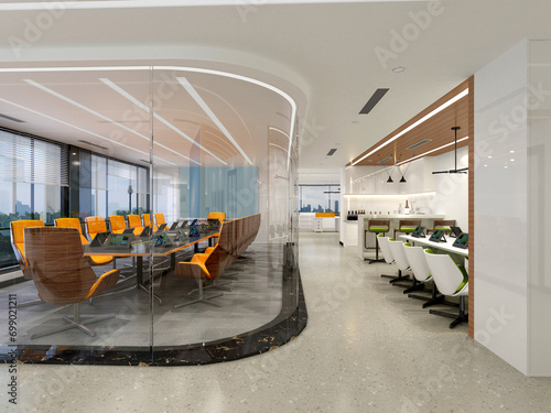 3d render of modern working office interior