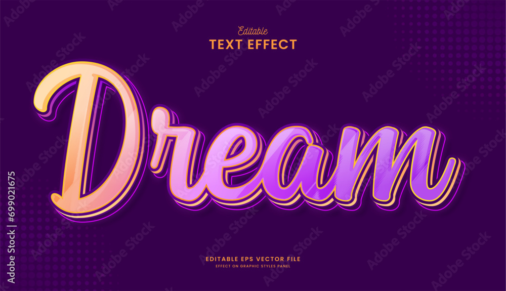 decorative editable neon dream text effect vector design decorative editable neon dream text effect vector design