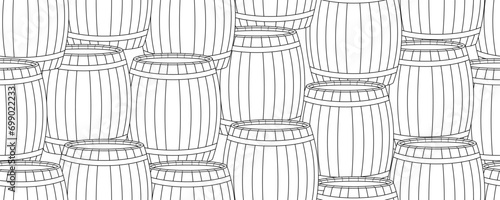 black white wooden barrel seamless pattern