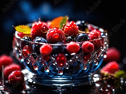 Berries in a glass cup