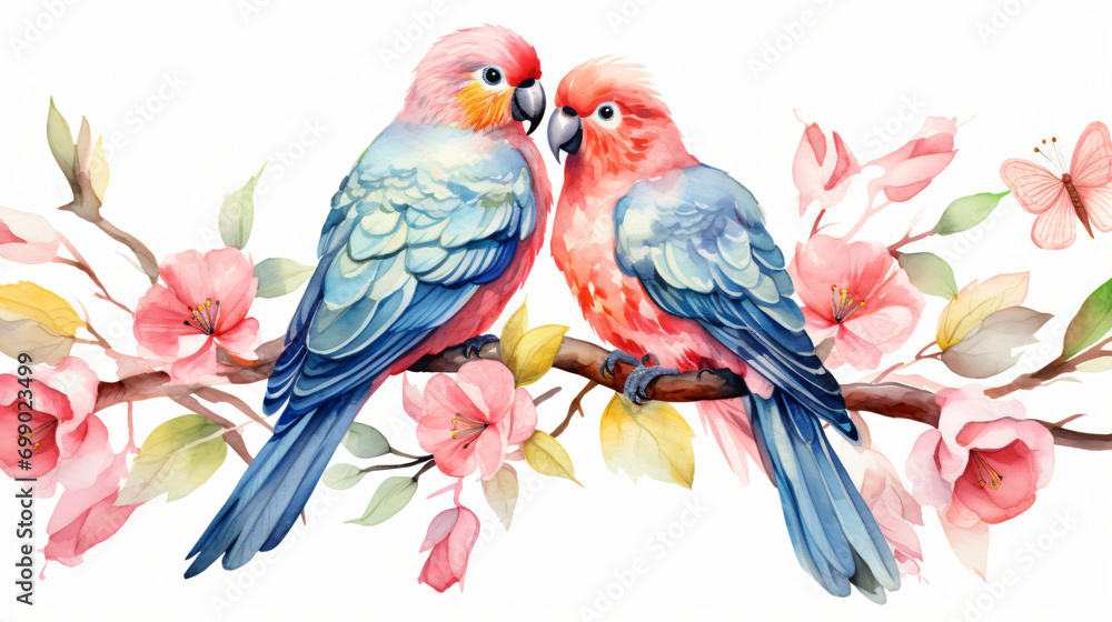 Vgel Verliebt Paar Wasserfarben Liebe Vogel