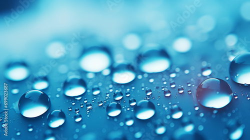 Water drops blue bokeh background