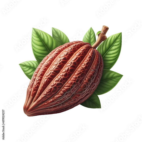 Fresh cocoa bean isolated transparent PNG background Ai generative.