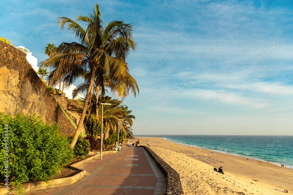 CANARY ISLANDS, Fuerteventura Island. Beach view in Morro Jable CANARY ISLANDS, Fuerteventura Island. Beach view in Morro Jable