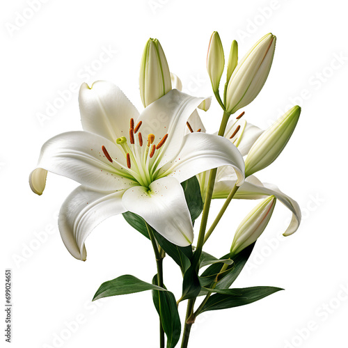 Blooming Lily, transparent background, isolated image, generative AI