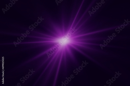 Shining star. Explosion light effect with glare. Magic star with sparkles and light. Lens flare. Flash with rays and spotlight. Futuristic light. Shining effect. Vector illustration.