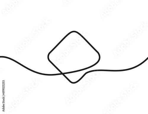 A single-line drawing of a rhombus. Continuous line rhombus icon. One line icon. Vector illustration