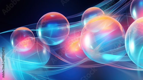 Background with colored transparent balls. Abstract background with transparent spheres
