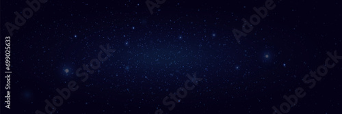 Magic galaxy with star and planet. Space background with realistic stardust and shining flares.