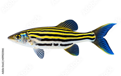 Zebrafish Elegance: Revealing the Striking Contrast in Patterns Isolated on Transparent Background PNG.