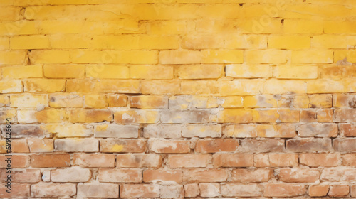 Old grunge and rustic pastel yellow brick wall