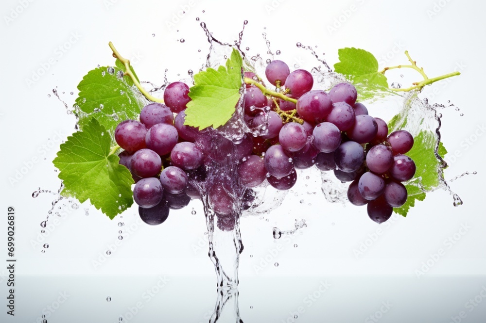 red grapes in water splashing 