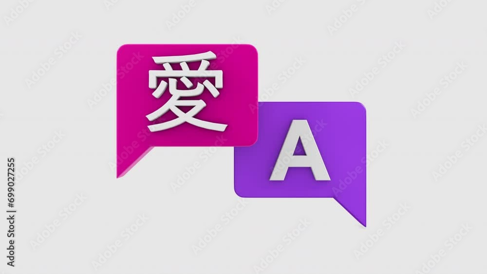 3D animation of Language icons 3D animation of Language icons