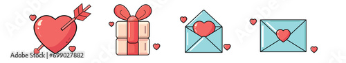 Happy Valentine's Day Vector & Graphics with hearts, gifts, Valentine's Day Vector Illustration