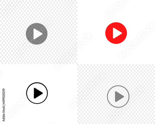 transparent red and black player button icon set for button signature play video sound player navigation on white transparent background vector eps10