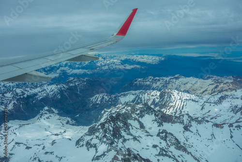 Aerial view of the Andes Mountains - Santiago de Chile, Chile