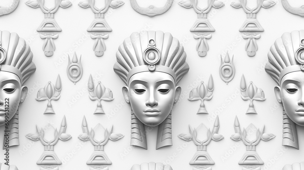 Black white pattern with symbols similar to Egyptian Black white pattern with symbols similar to Egyptian