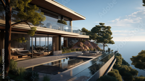 modern villa on the mountain with sea views