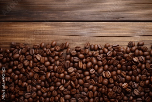 A close-up of roasted coffee beans  highlighting the rich texture and depth of color  perfect for depicting the essence of coffee