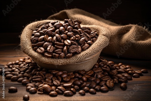 A close-up of roasted coffee beans, highlighting the rich texture and depth of color, perfect for depicting the essence of coffee © ChaoticMind