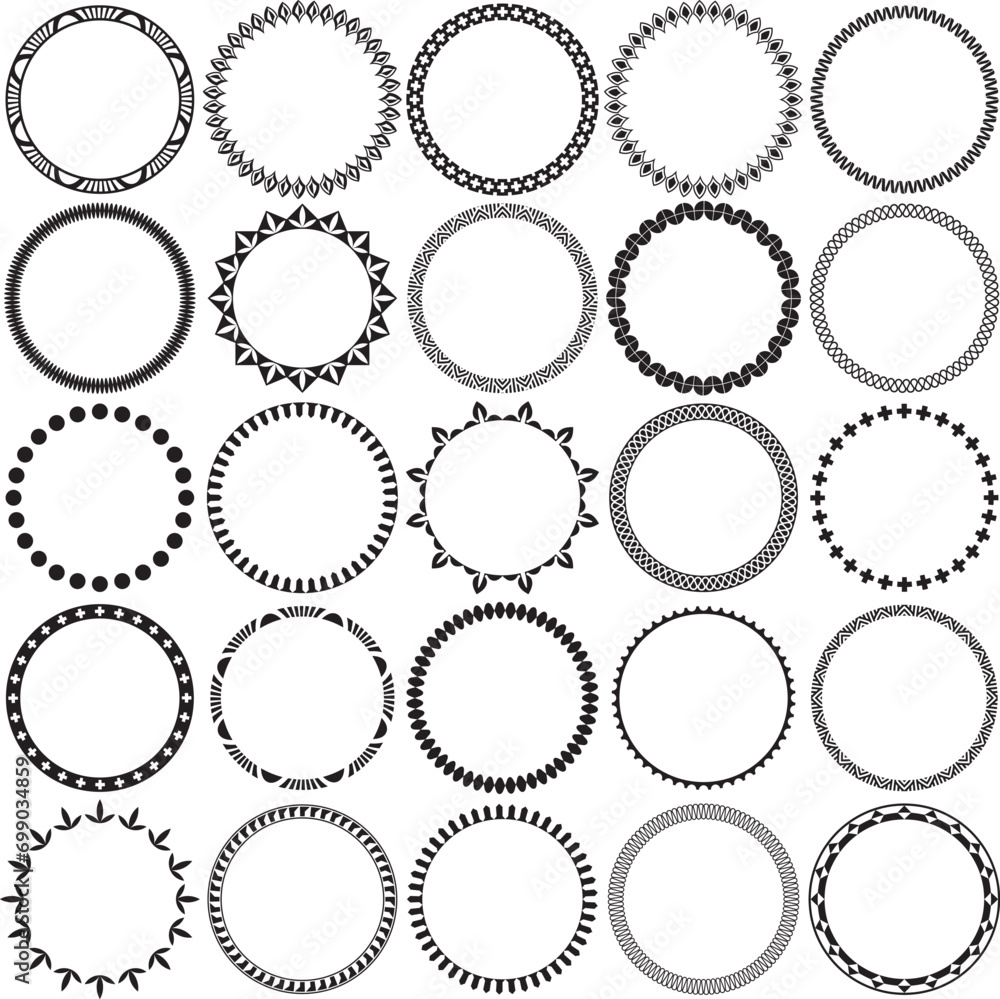 Collection of Round Decorative Border Frames with Clear Background. Ideal for vintage label designs. Collection of Round Decorative Border Frames with Clear Background. Ideal for vintage label designs.