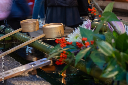 wash the hands and flowers in temple