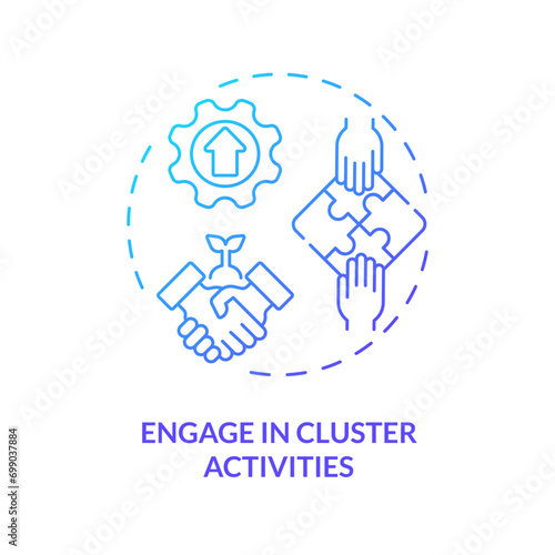 2D gradient engage in cluster activities icon, creative isolated vector, thin line illustration representing agricultural clusters.