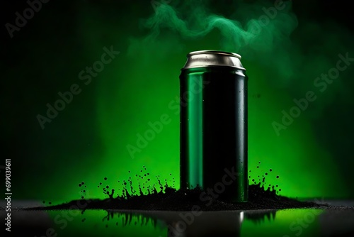 green drink can beverage template , smoky background