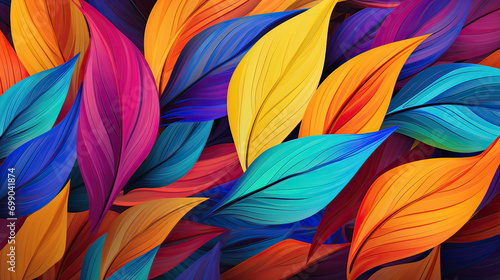 A contemporary and vibrant leaf abstract background  with overlapping elements and vivid colors  adding a touch of energy and freshness Ai Generative