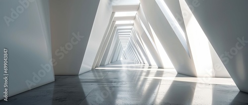 Bright white modern futuristic Interior hallway clean space architecture