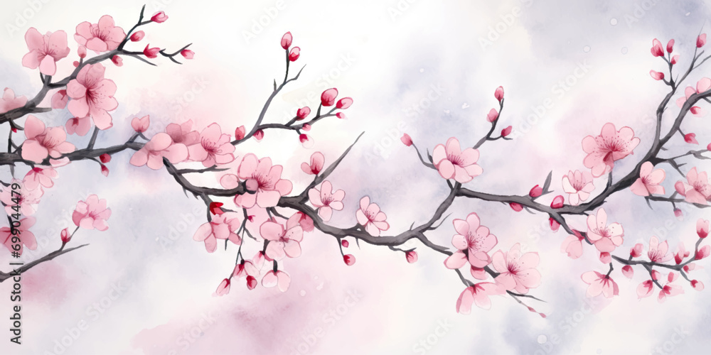 Ink painting cherry blossom in white background Ink painting cherry blossom in white background
