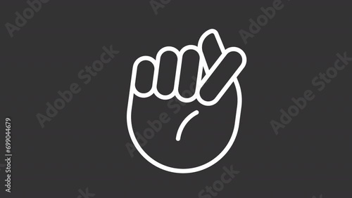 2D white simple thin line animation of fig icon, HD video with transparent background, seamless loop 4K video representing hand gesture. photo