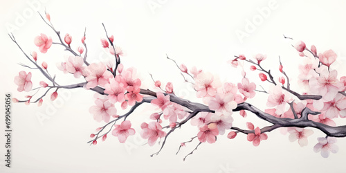 Ink painting cherry blossom white background © Yee Suen