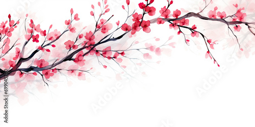 Ink painting cherry blossom white background © Yee Suen