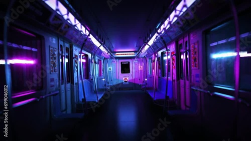 cyberpunk style train passenger car photo