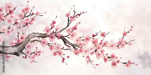 Ink painting cherry blossom in white background © Yee Suen