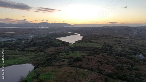 Aerial view of Lough Fad by Portnoo in County Donegal. photo