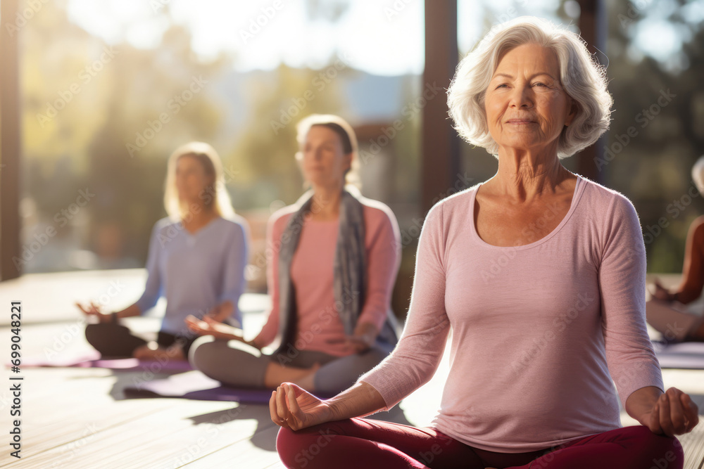 Elderly Residents Engage In Mindful Practices Such As Meditation And Yoga